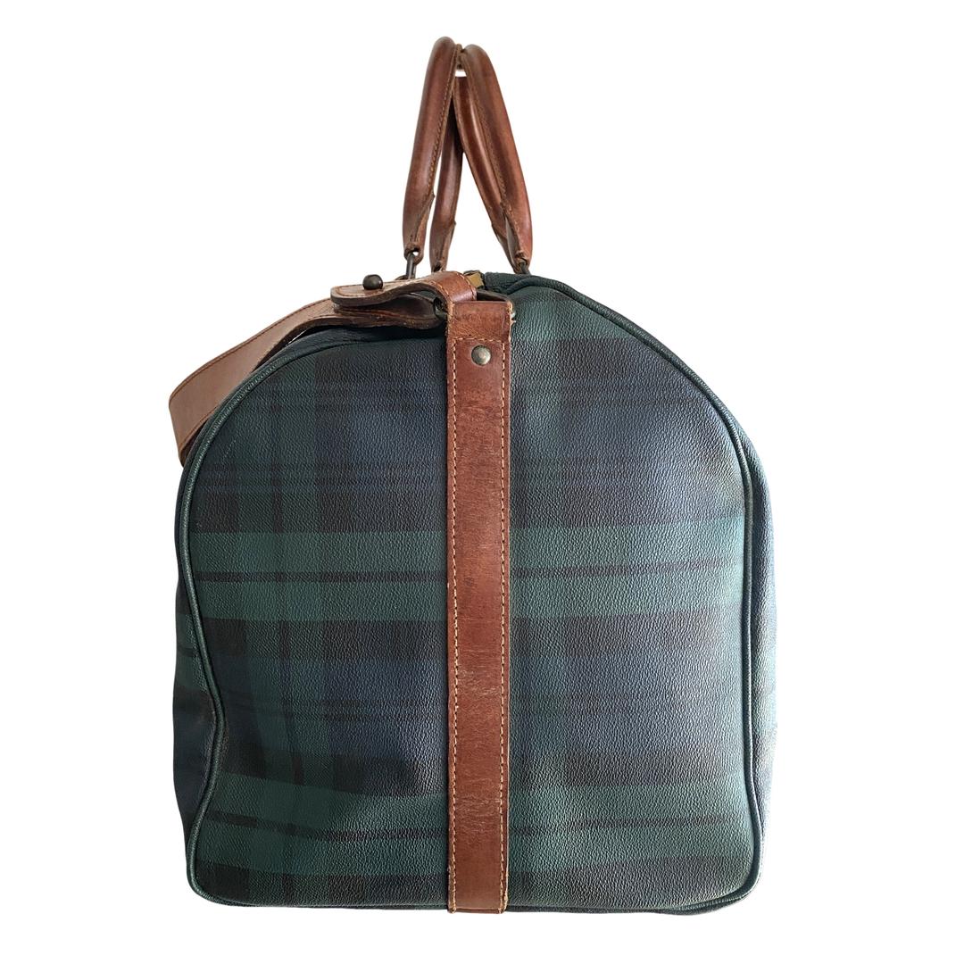 専用　【ヴィンテージ】ラルフローレン　レザー　ボストンバッグ　　グリーンチェック
