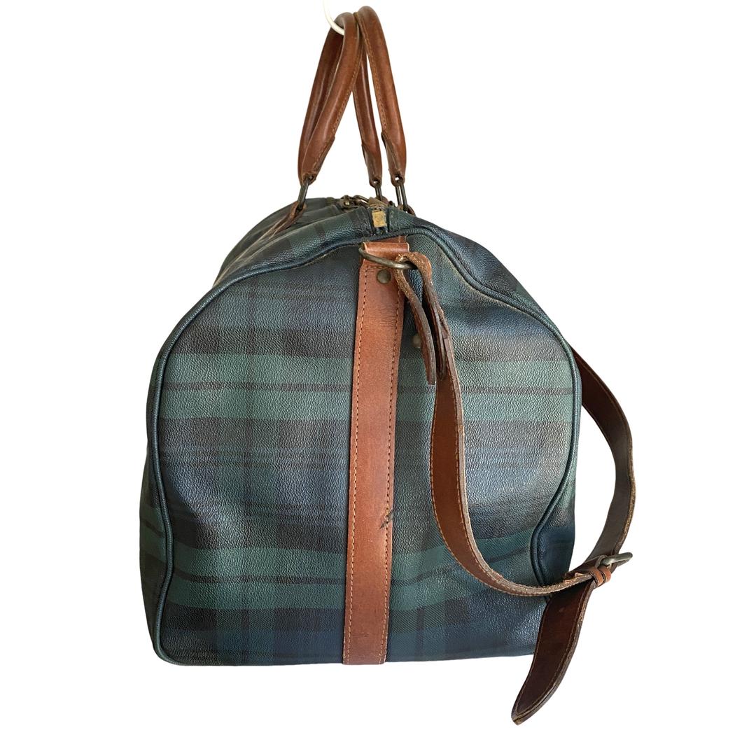 専用　【ヴィンテージ】ラルフローレン　レザー　ボストンバッグ　　グリーンチェック