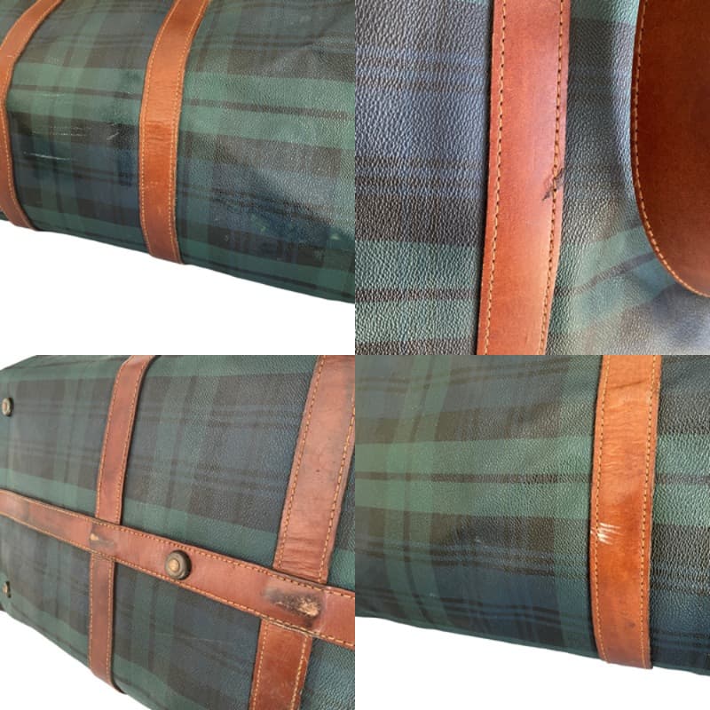 専用　【ヴィンテージ】ラルフローレン　レザー　ボストンバッグ　　グリーンチェック