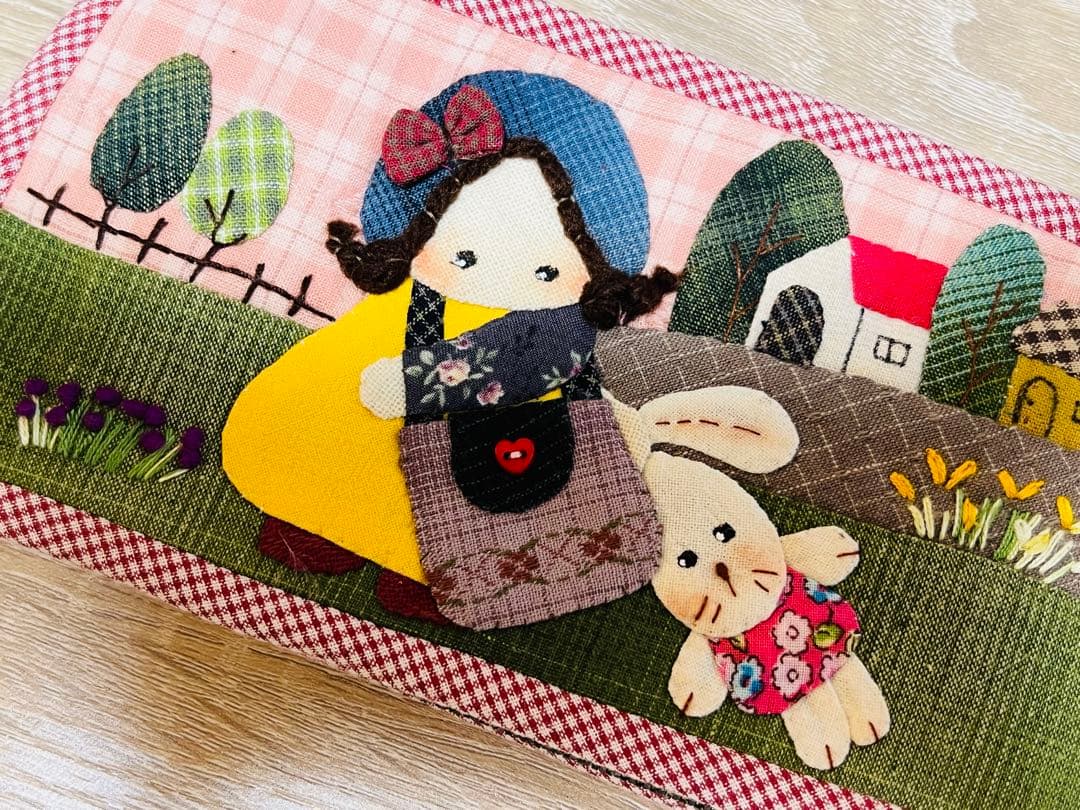 ★最終出品・新作★女の子＆うさぎ★ピンク系＊ハンドメイド＊長財布＊