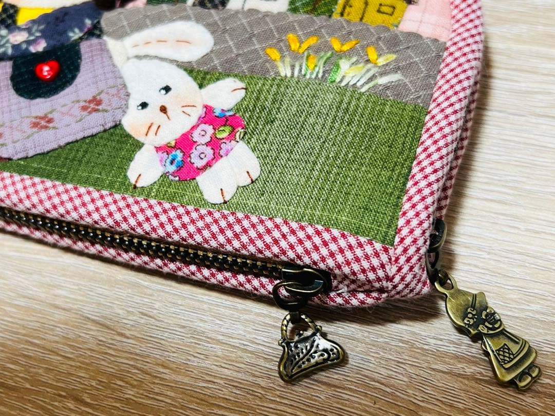 ★最終出品・新作★女の子＆うさぎ★ピンク系＊ハンドメイド＊長財布＊