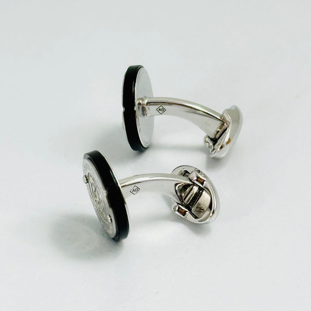 美品　Dunhill　ラウンドトップ　ロゴ　カフリンクス　シルバー