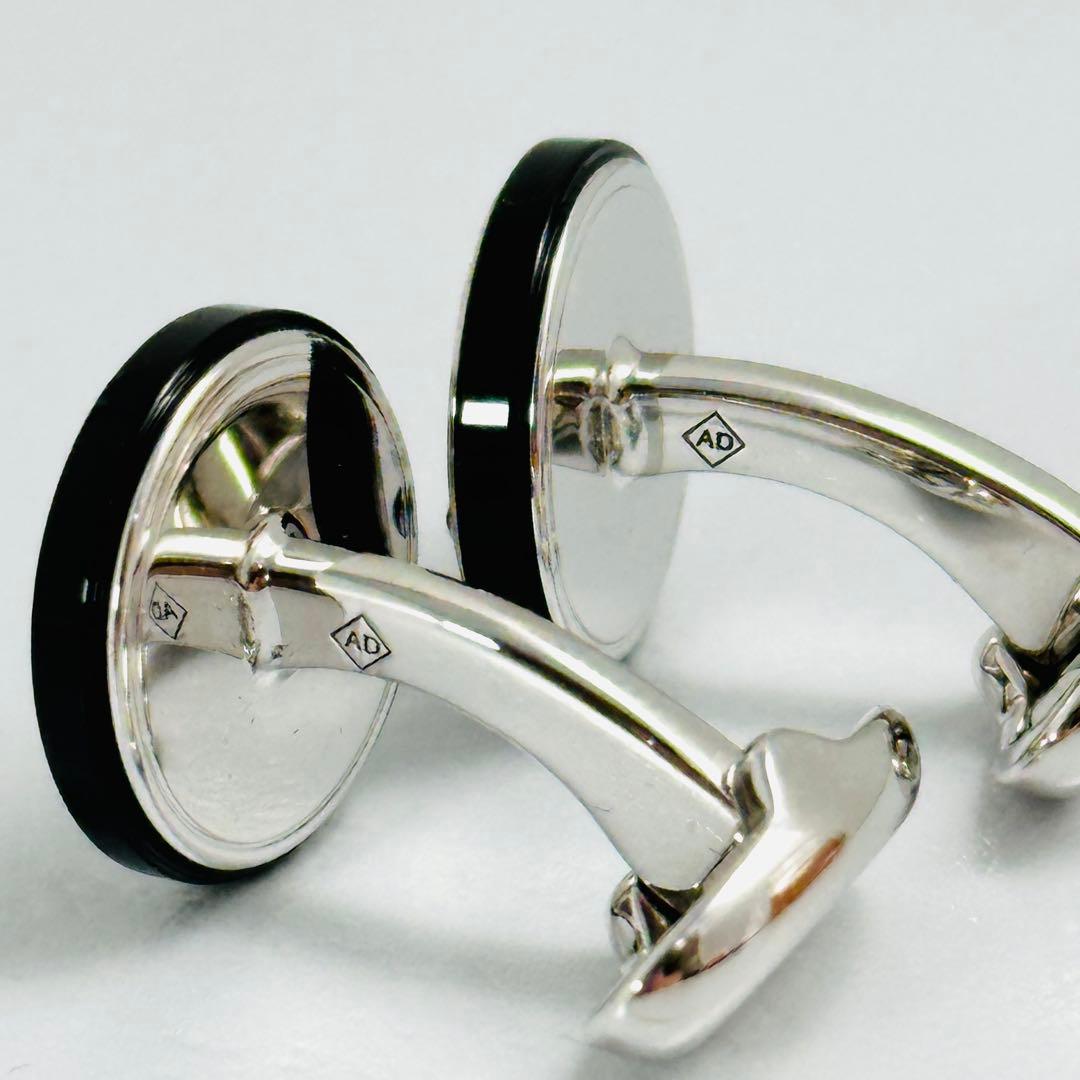 美品　Dunhill　ラウンドトップ　ロゴ　カフリンクス　シルバー