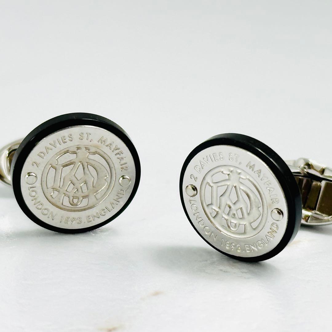 美品　Dunhill　ラウンドトップ　ロゴ　カフリンクス　シルバー