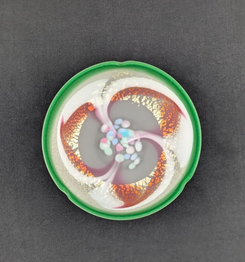 石井康治　花弁紋金彩手吹きガラス鉢