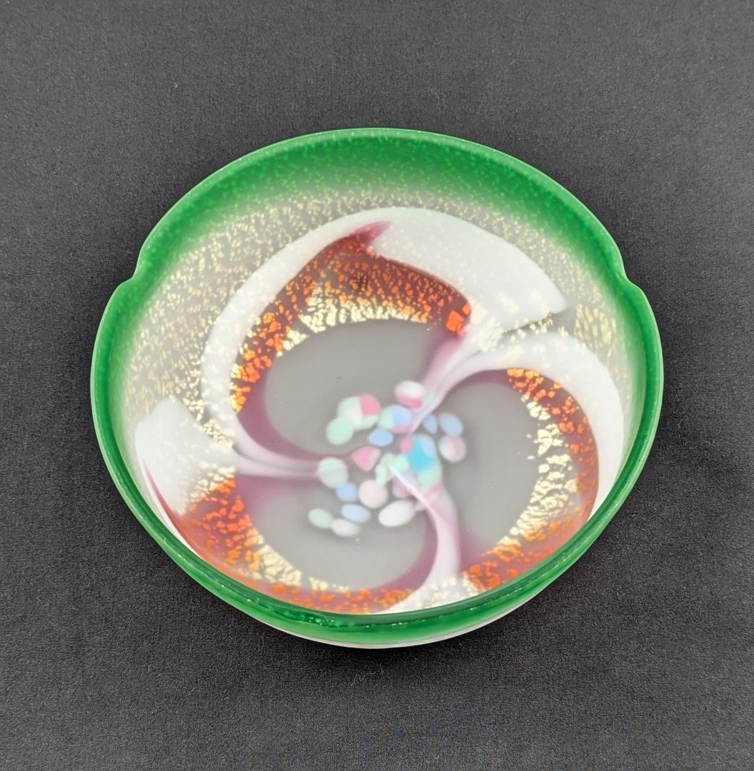 石井康治　花弁紋金彩手吹きガラス鉢