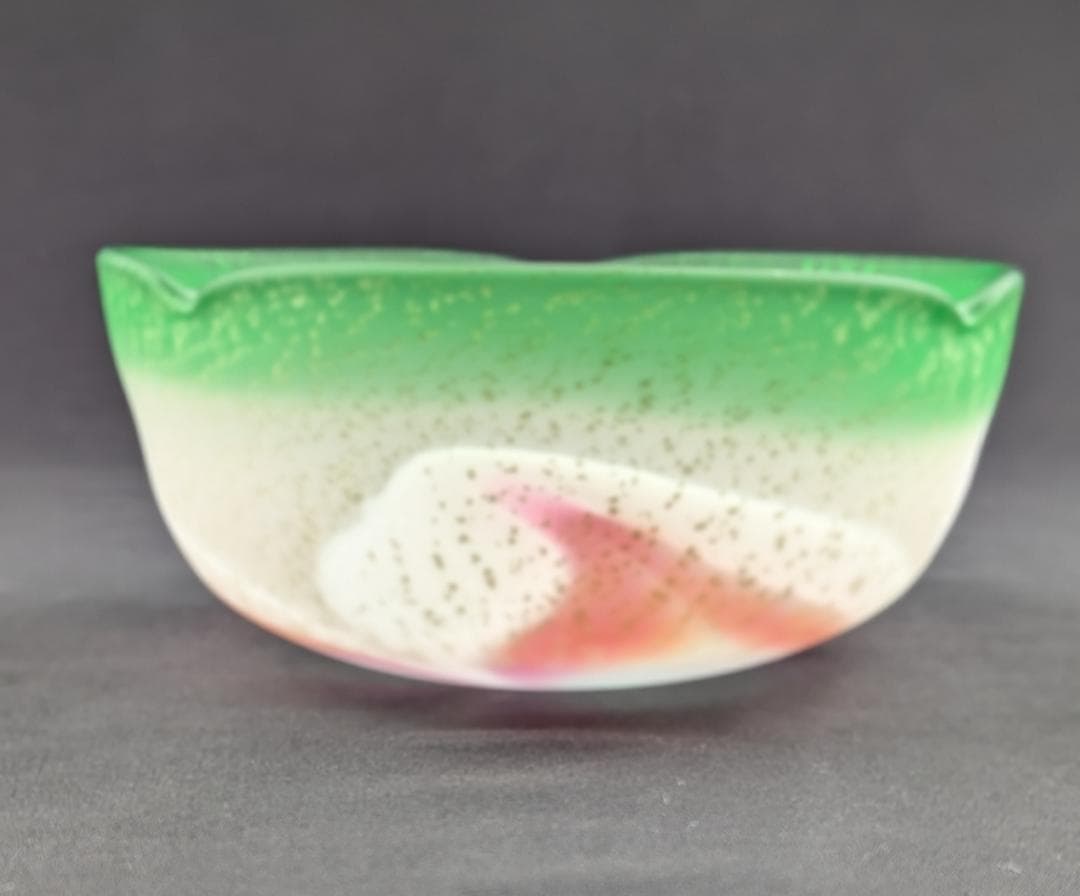 石井康治　花弁紋金彩手吹きガラス鉢