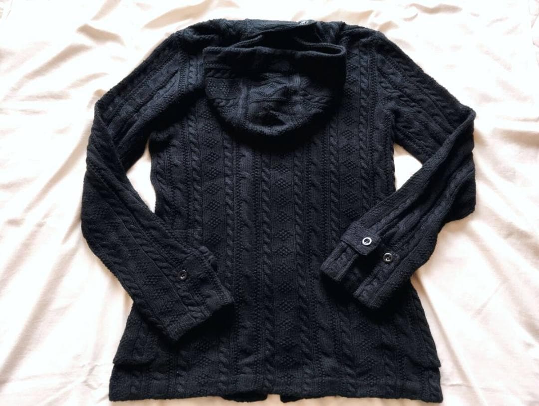 ラルフローレン　カシミア混 黒　ブラックケーブルニット ダッフルコート