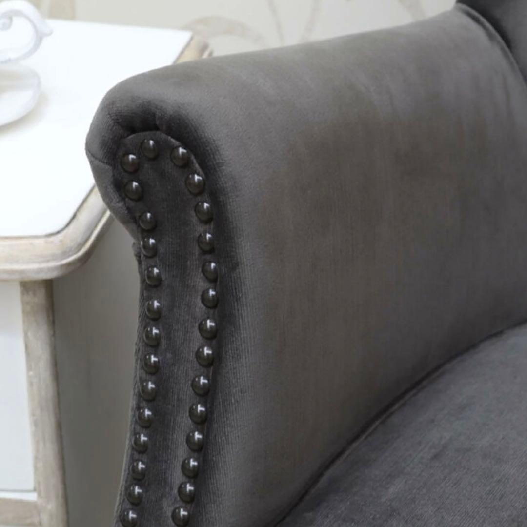 【 BLANC D'IVOIRE 】アームチェアCLAUDEベルベットグレー