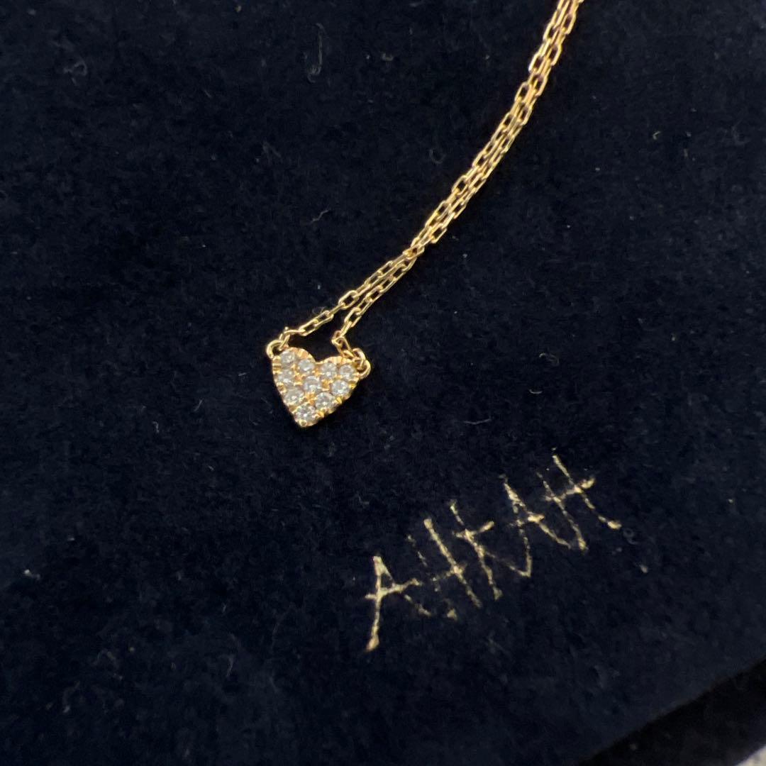 【美品】AHKAH ハートパヴェ アンクレット イエローゴールドアーカー