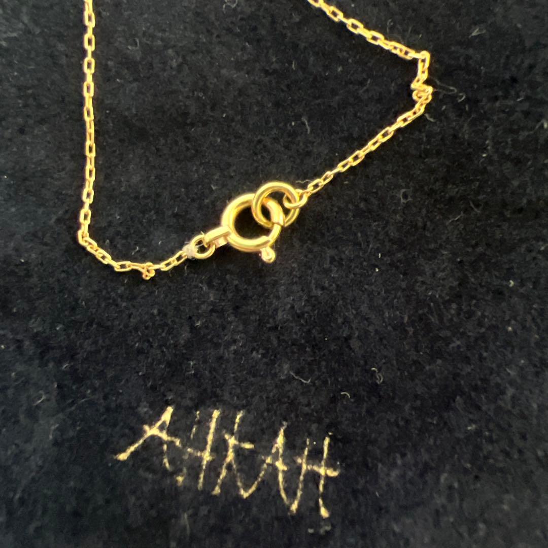 【美品】AHKAH ハートパヴェ アンクレット イエローゴールドアーカー