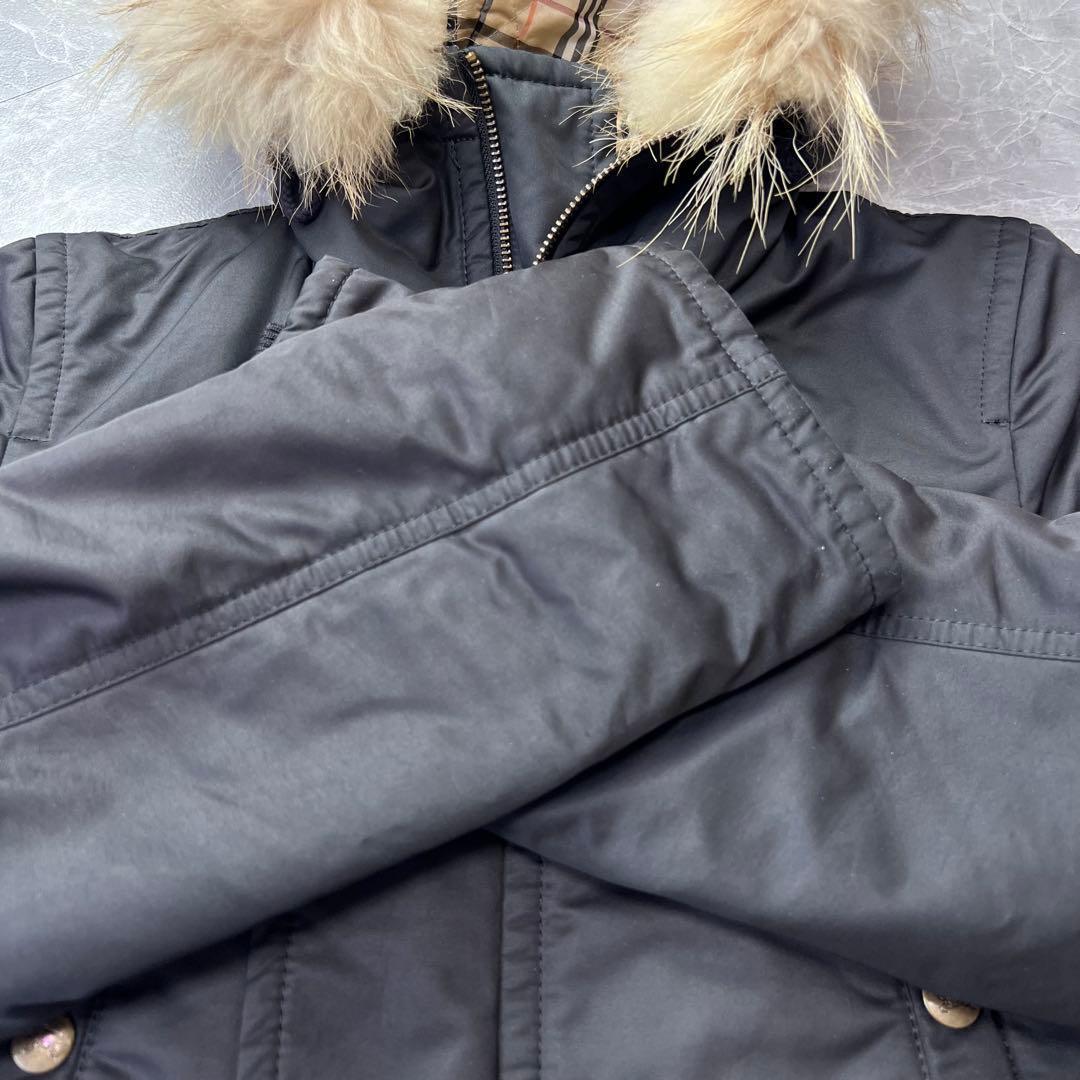 バーバリー♡モッズコート　ラクーンファー　ノバチェック 黒　36 S