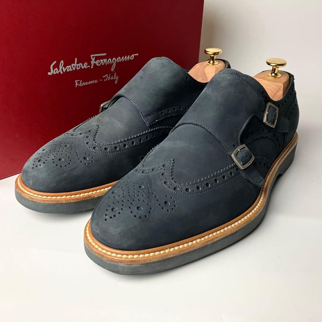 【良品】Salvatore Ferragamo ダブルモンク　ドレスシューズ 9