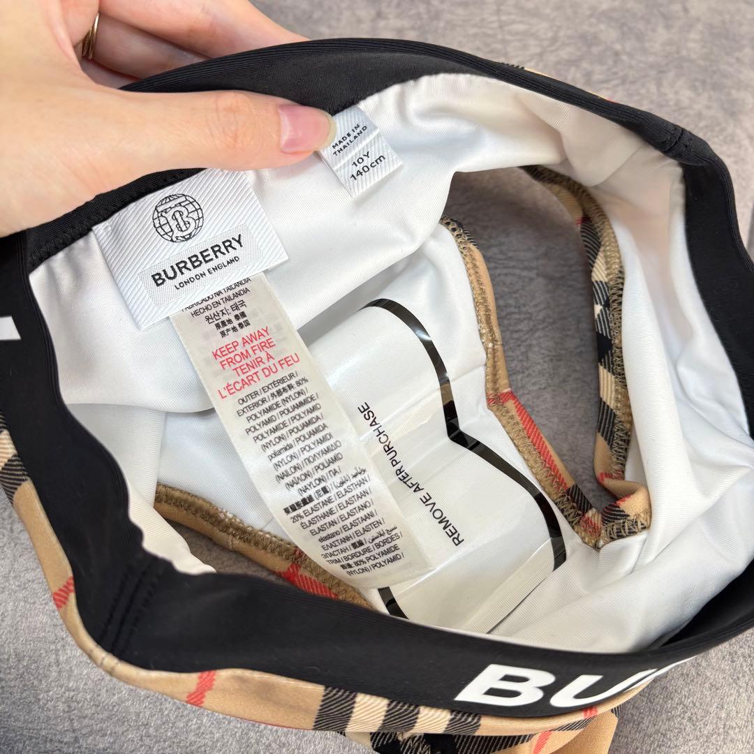 ラスト１【新品】BURBERRY キッズ ビキニ 水着 ロゴ×チェック 10Y