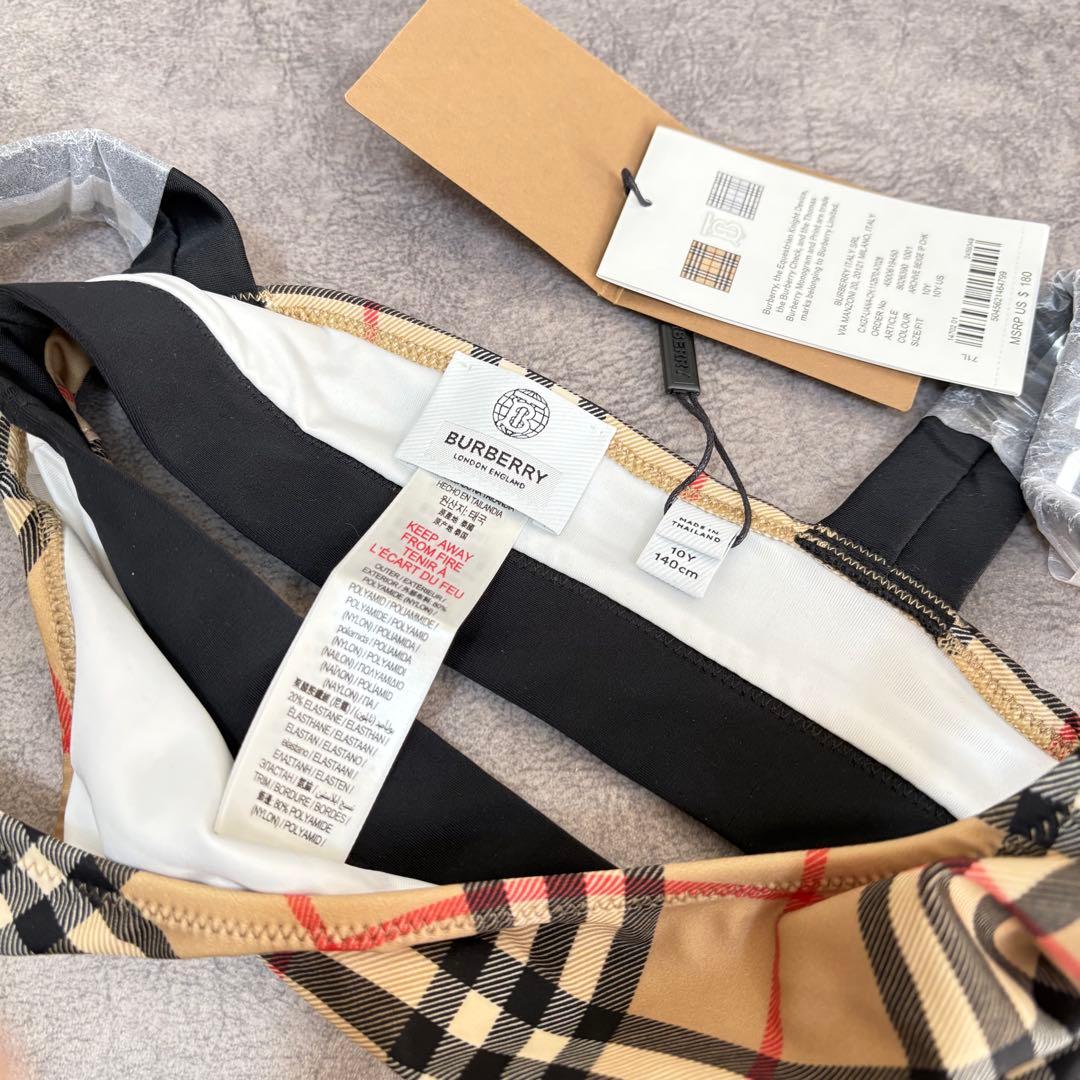 ラスト１【新品】BURBERRY キッズ ビキニ 水着 ロゴ×チェック 10Y