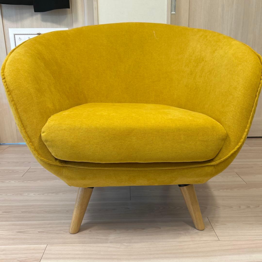 ニトリ nitori 1人用ファブリックワイドソファ 黄色イエロー