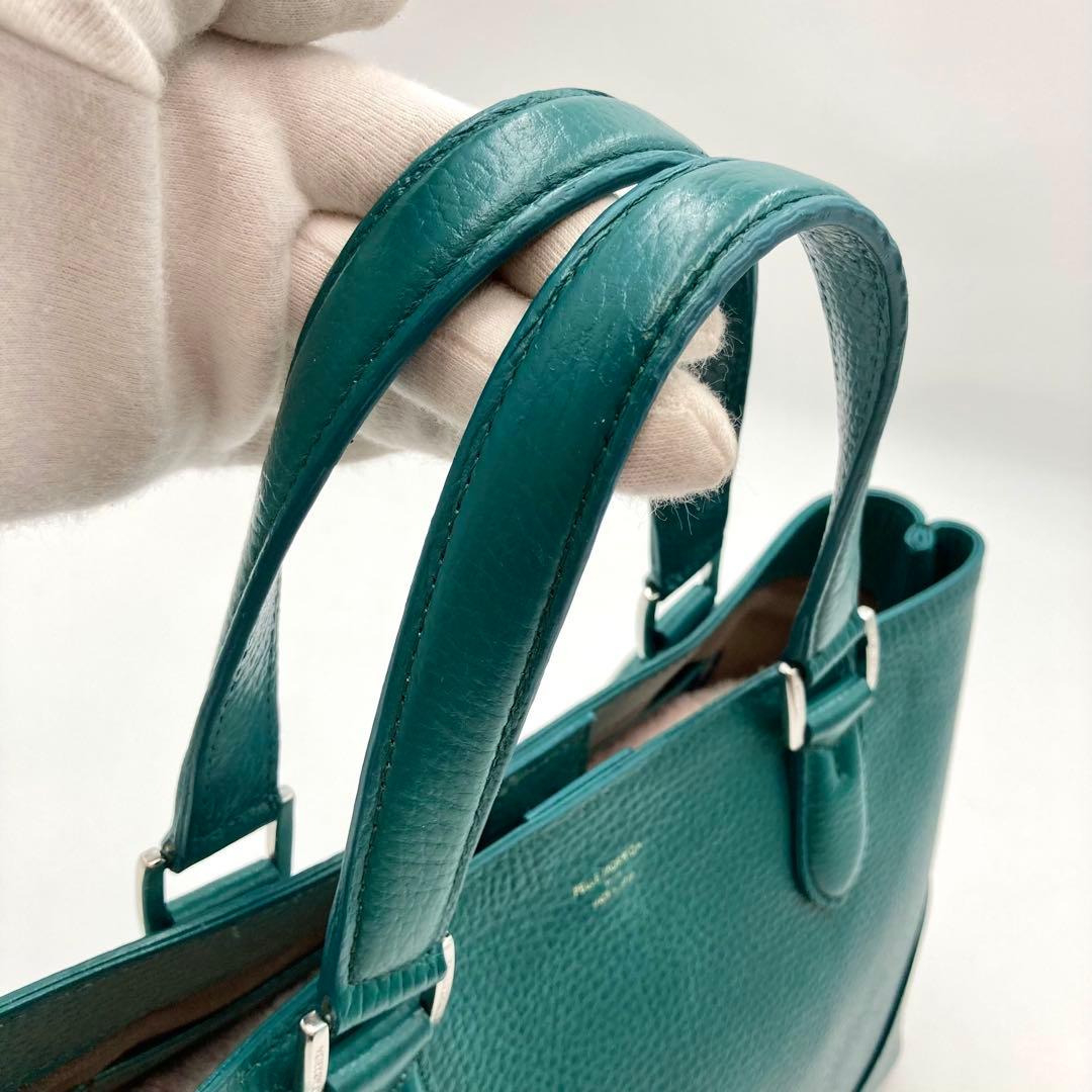 masa✨ペッレモルビダ テーラマリーナ ミニトートバッグ 緑系 レザー
