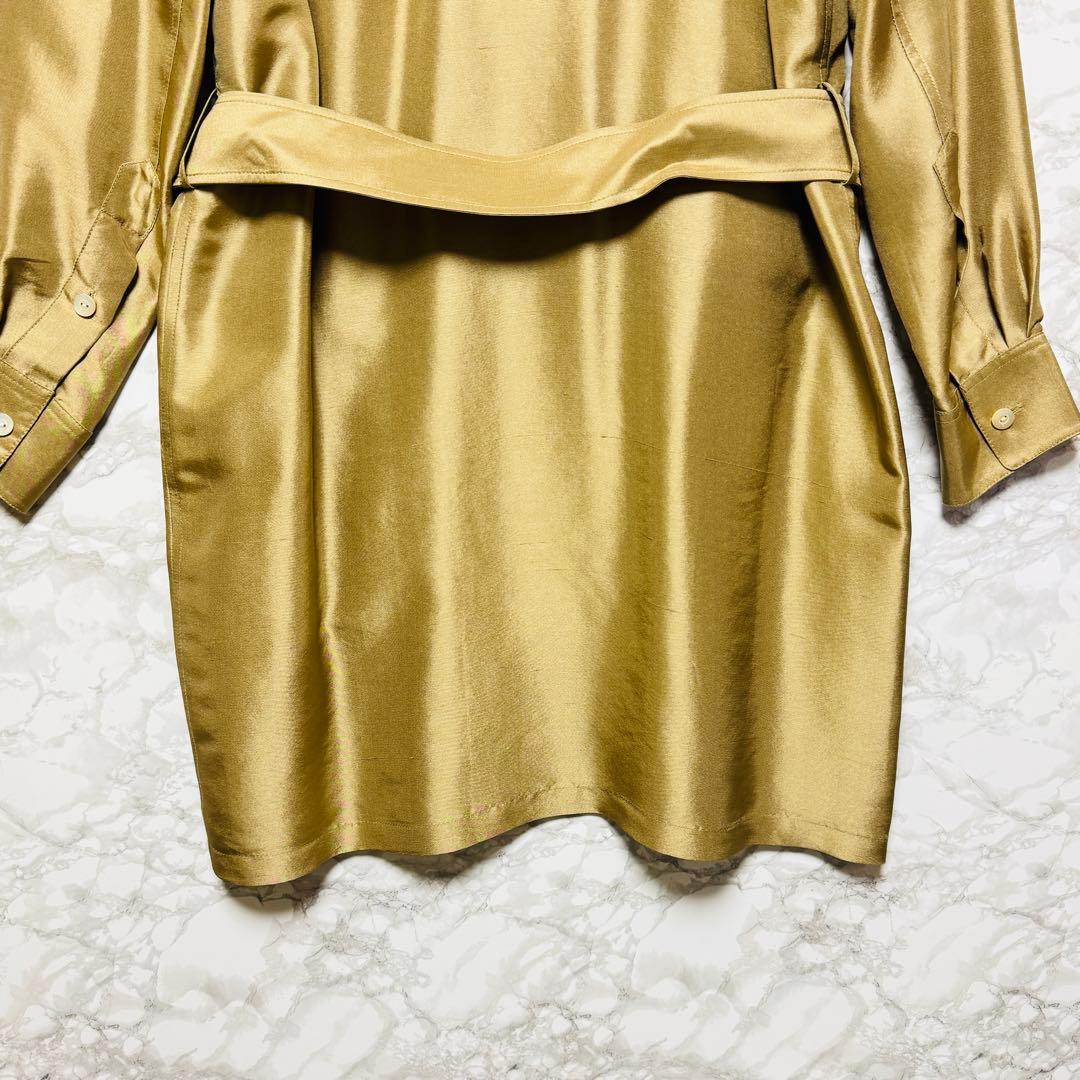 Ralph Laurenシャツワンピース シルク100% シャンパンゴールドM