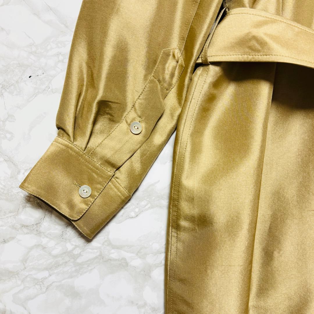 Ralph Laurenシャツワンピース シルク100% シャンパンゴールドM