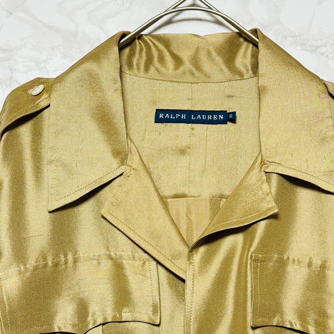 Ralph Laurenシャツワンピース シルク100% シャンパンゴールドM