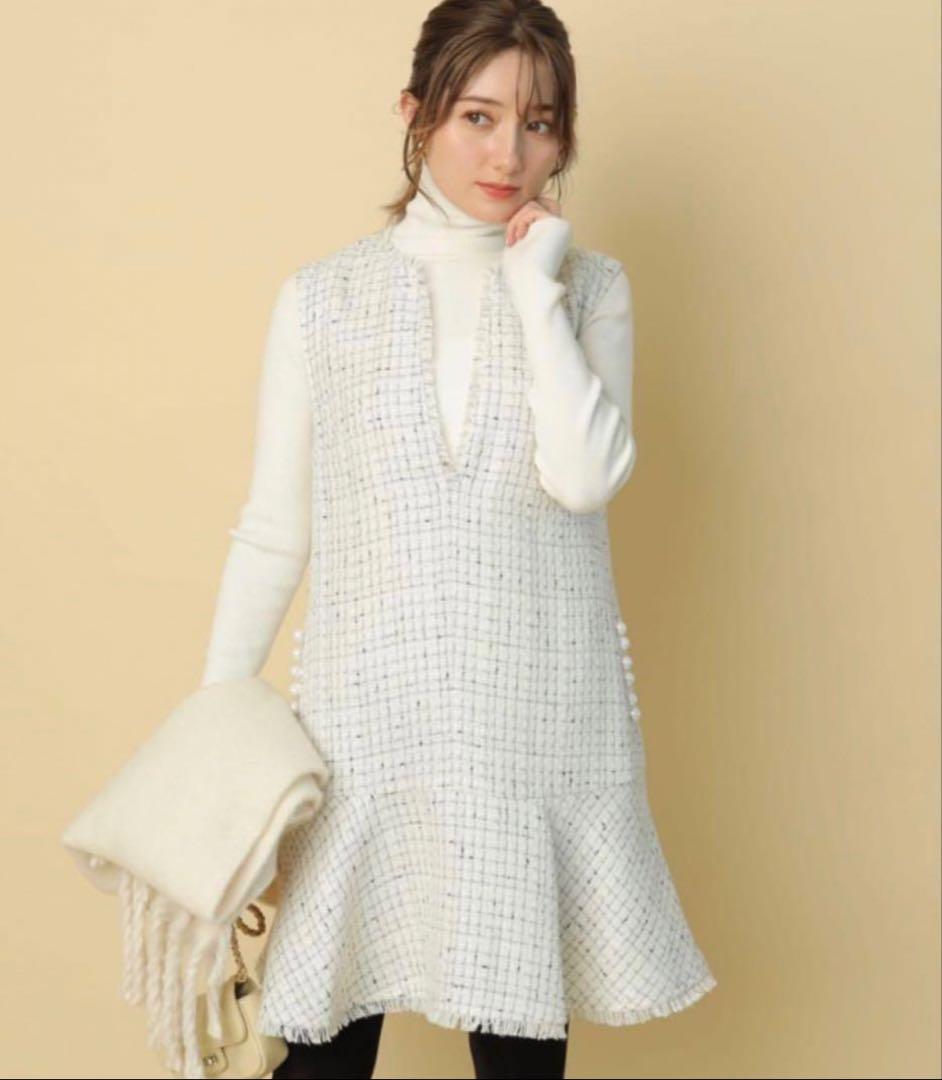 新品タグ付きApuweiser-riche ツイードペプラムミニワンピース