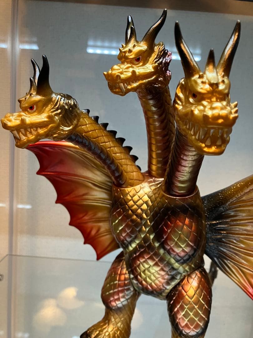 カスタムペイント　キングギドラ ソフビ　バーニングギドラ　ノーブランド　ゴールド