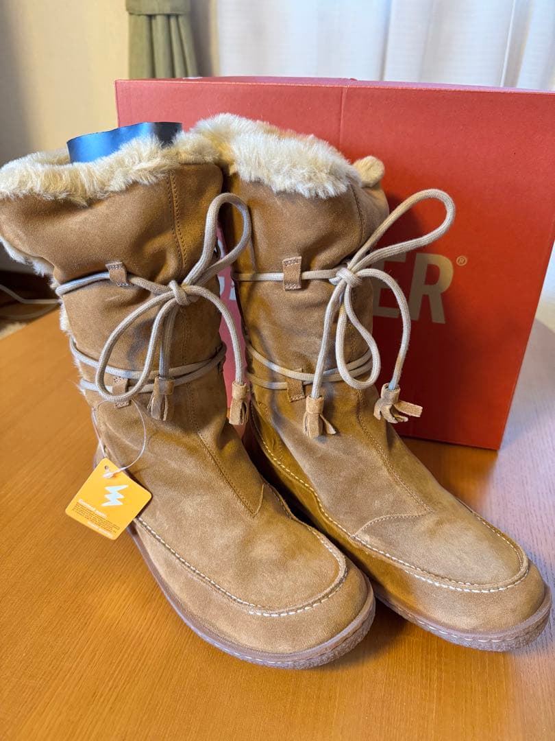 新品未使用　CAMPERカンペール　ブラウン スエード ムートンブーツ　25cm