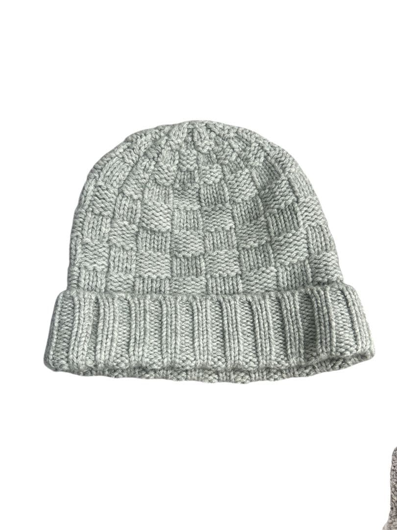 LOUIS VUITTON グレー チェック柄 ニット帽