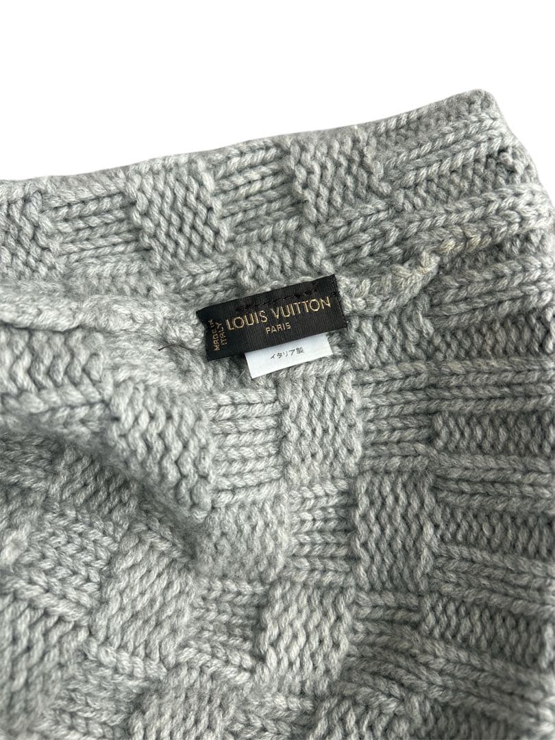 LOUIS VUITTON グレー チェック柄 ニット帽