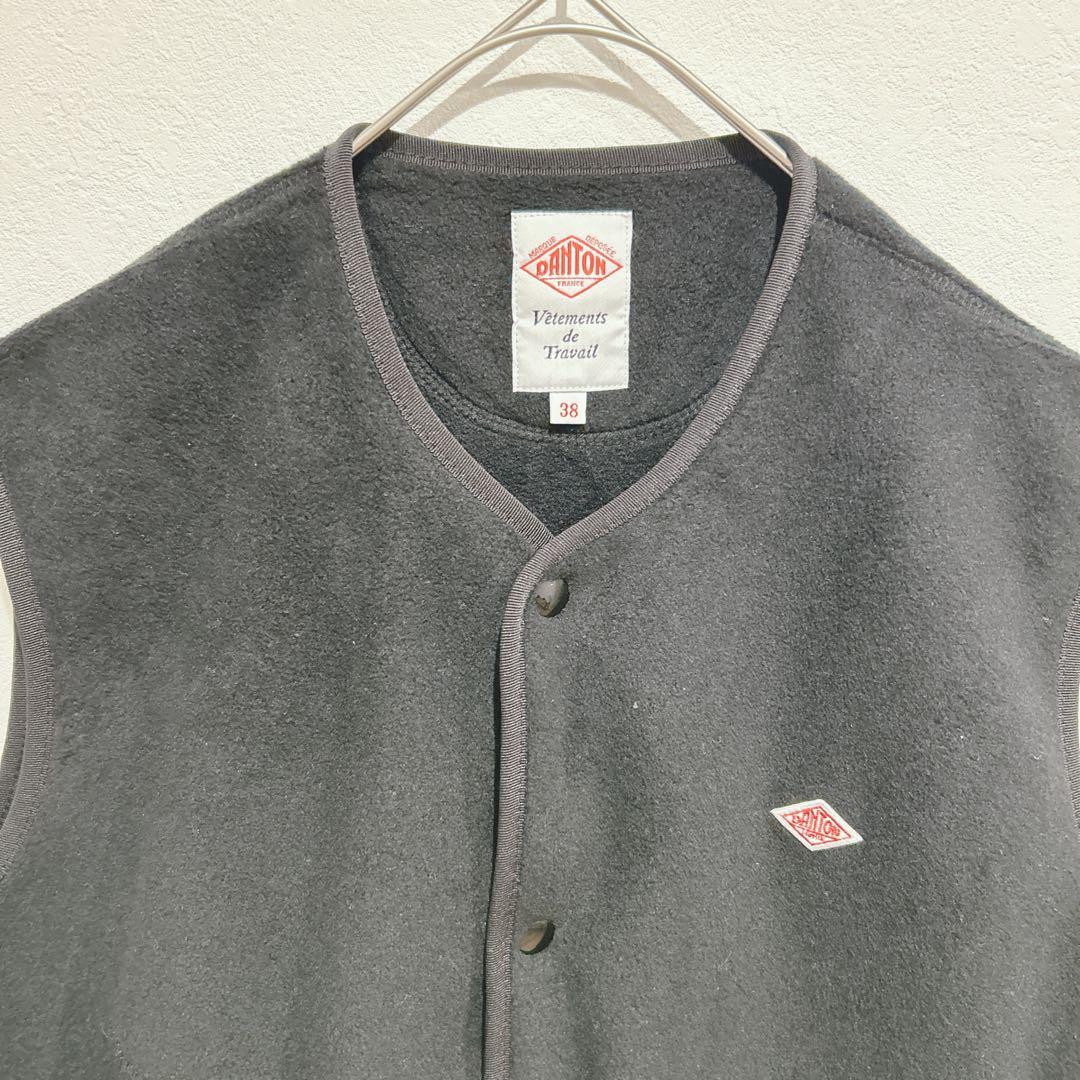 【未使用】ダントン DANTON フリースカラーレスベスト 38 黒 ブラック