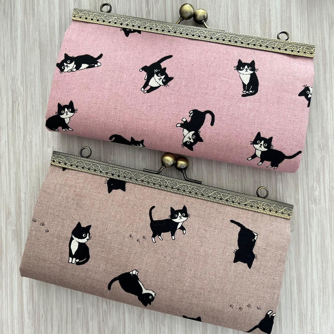 まめぴよ☆長財布２点×一体型財布1点☆ハチワレ猫ちゃん☆オーダー