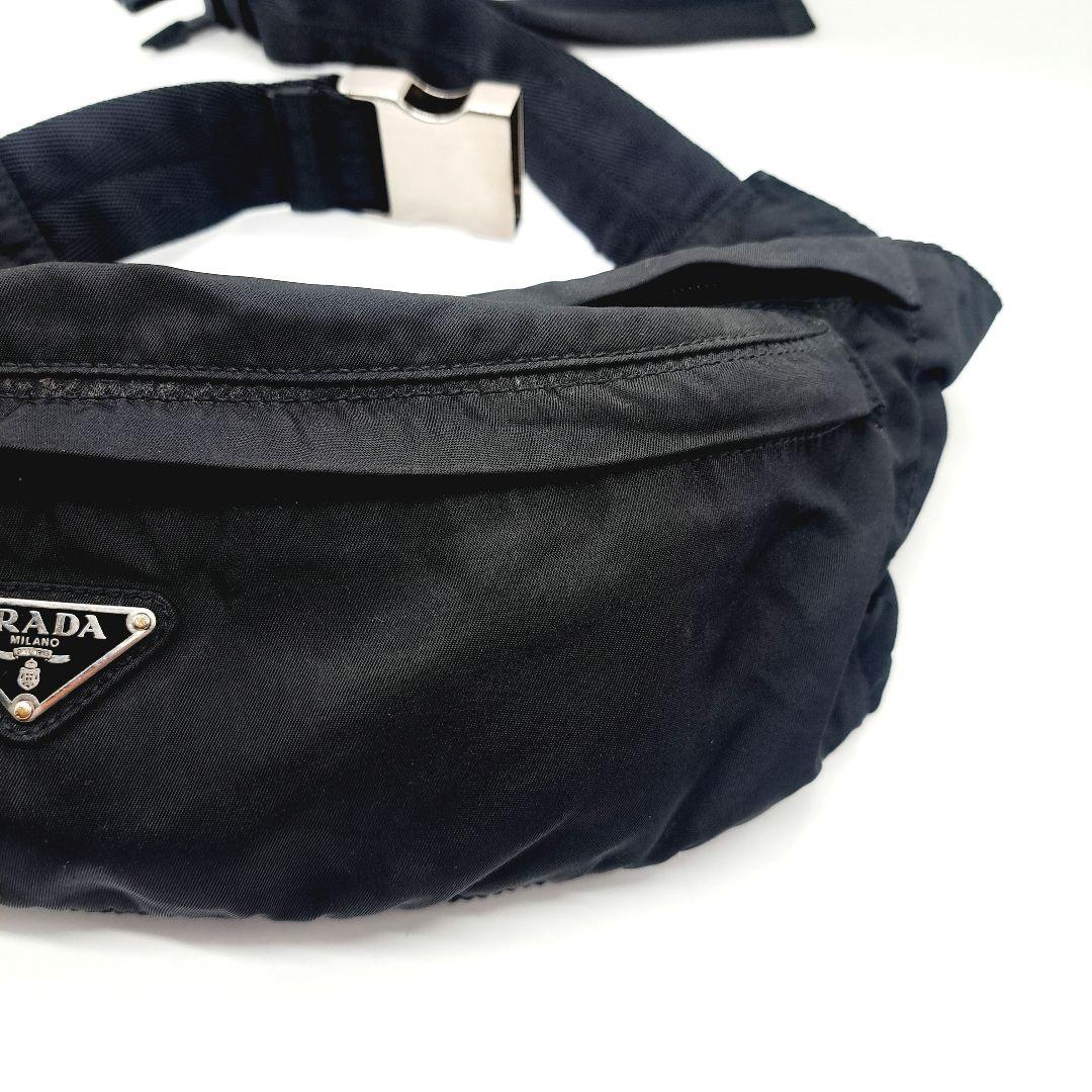 PRADA ウエストポーチ　ボディバッグ 　三角ロゴプレート　ナイロン　ブラック
