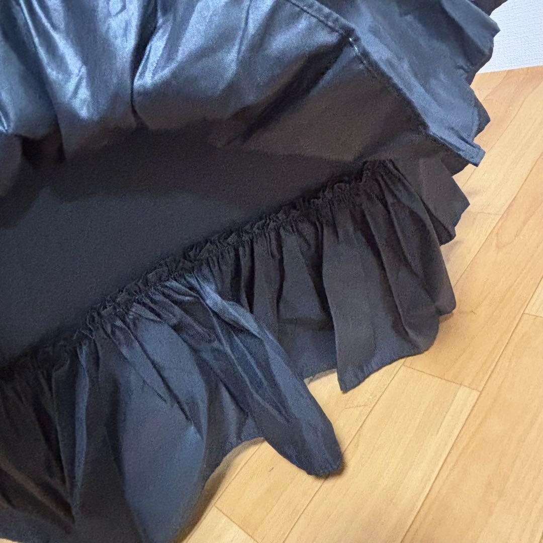 フランス製 マドレーヌヴィオネ　傘　フリル傘　ブラック　雨傘　長傘