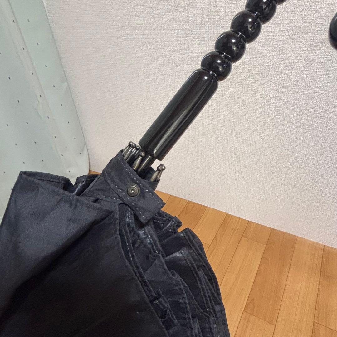 フランス製 マドレーヌヴィオネ　傘　フリル傘　ブラック　雨傘　長傘