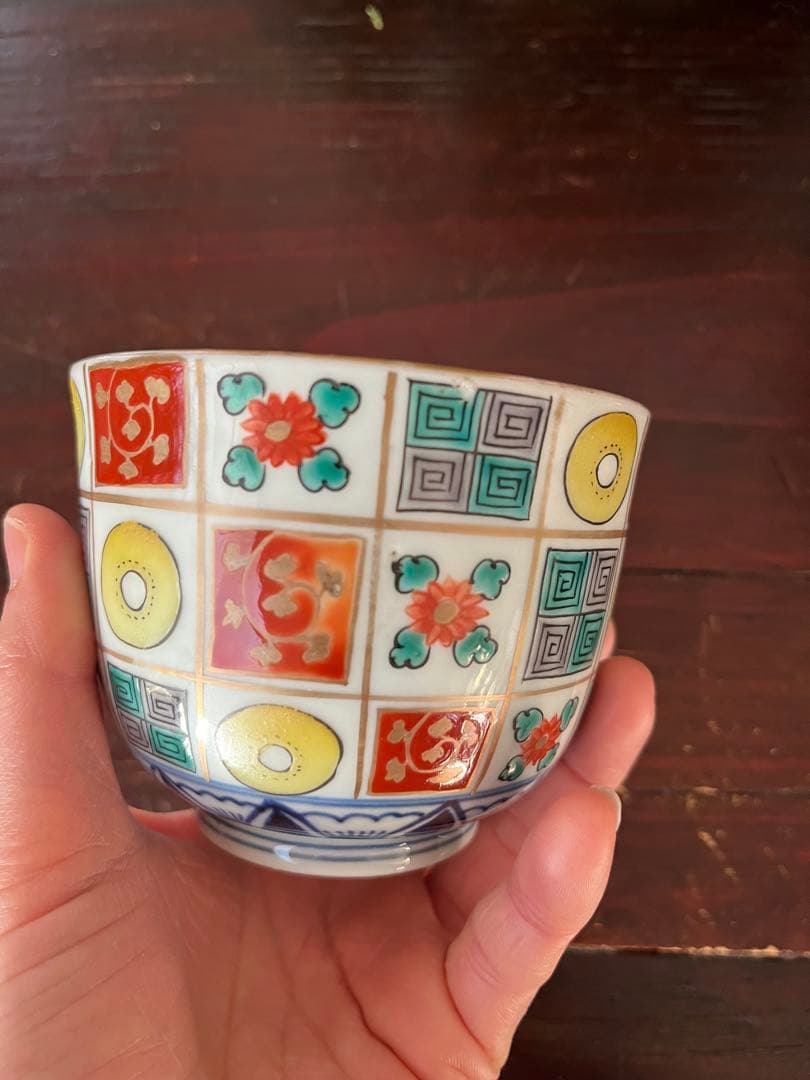 江戸後期　古伊万里　珍図　阿蘭陀文　大振そば猪口　蕎麦猪口　向付　石畳　本掲載