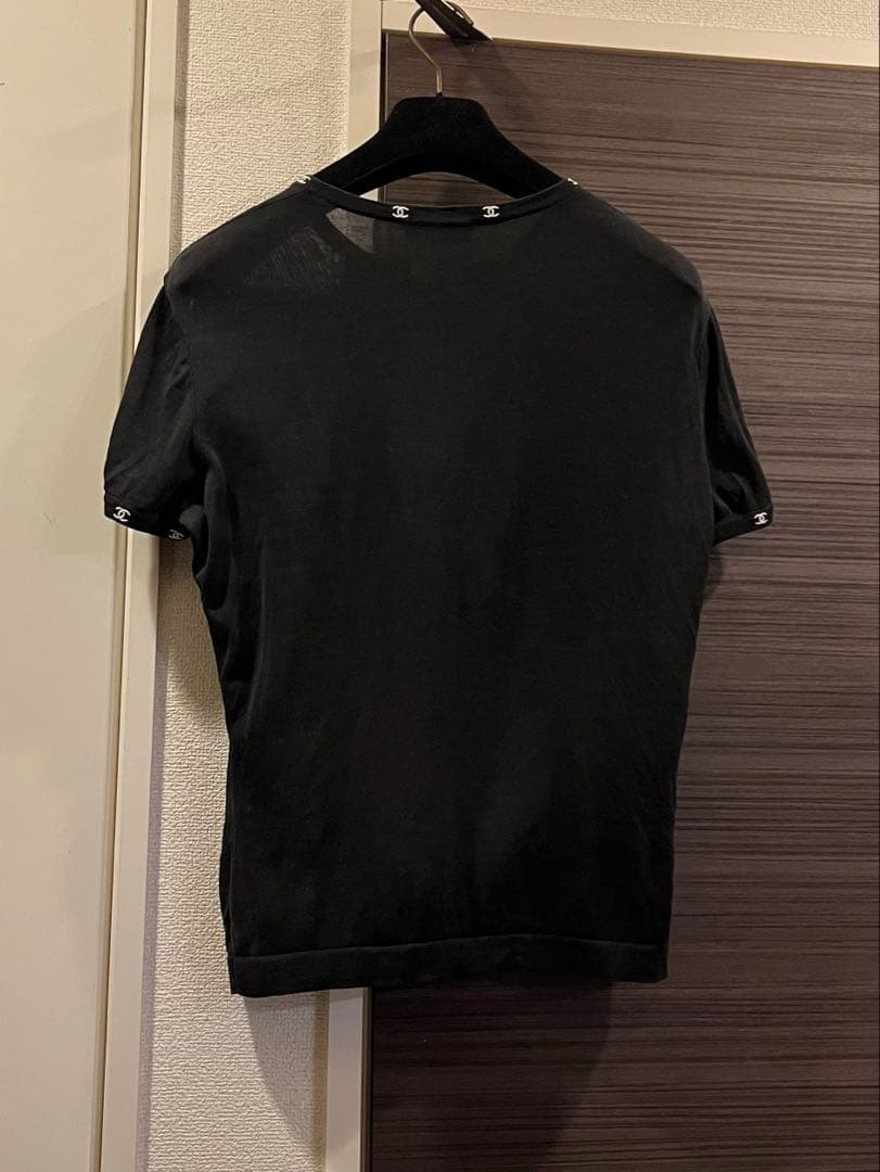 レア　CHANEL ブラック Tシャツ　サマーニット　半袖　ココマーク　44