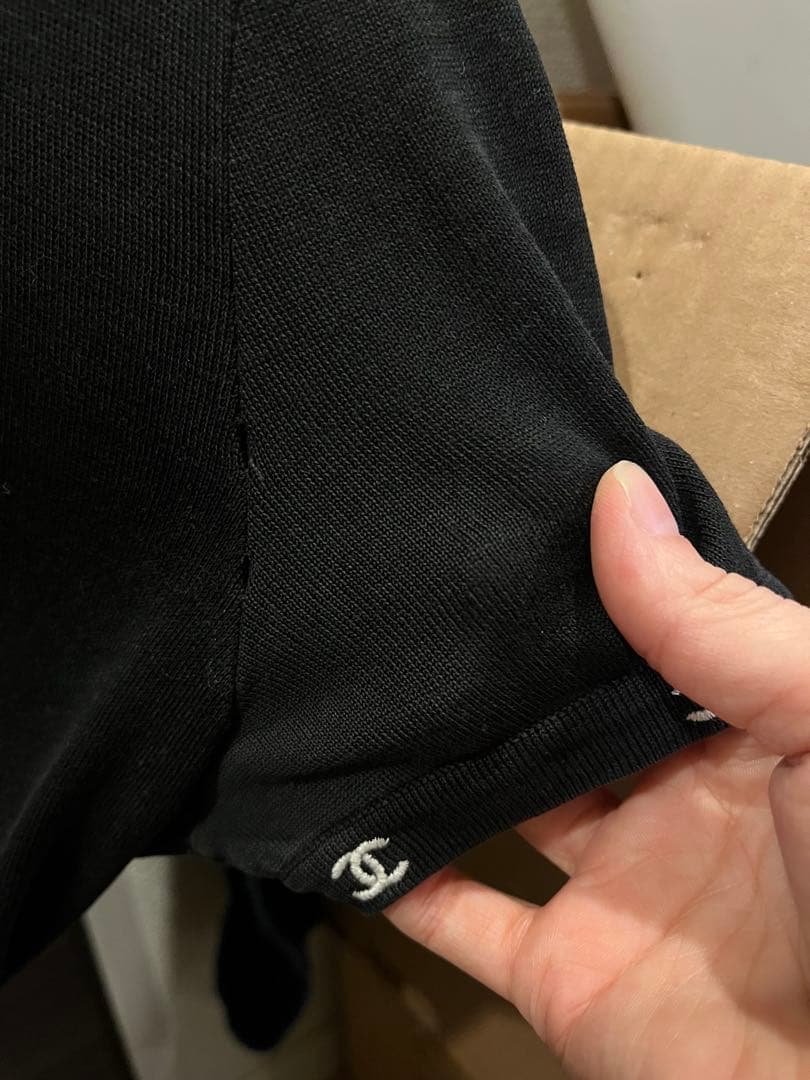 レア　CHANEL ブラック Tシャツ　サマーニット　半袖　ココマーク　44
