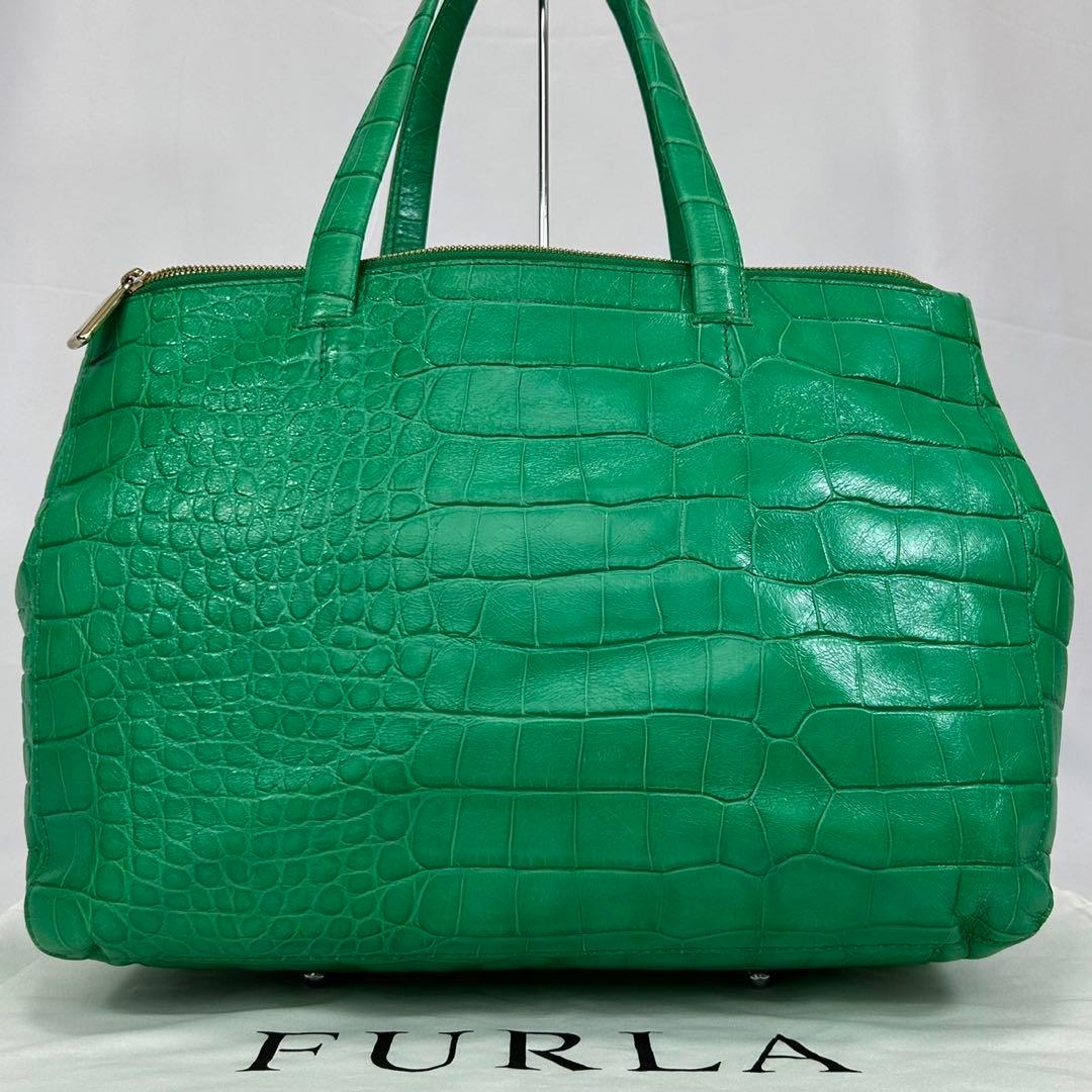 【極美品】フルラ 2way ハンドバッグ クロコ型押し レザー 斜め掛け A4可