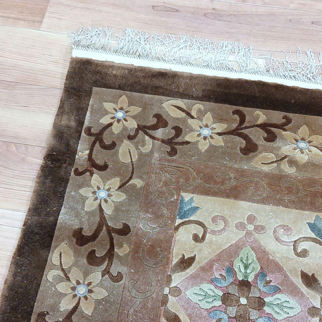 Y3281 中国段通 シルク100% 手織り スクエア 大判 262㎝