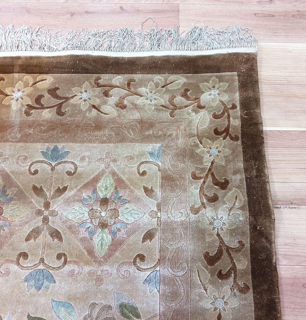 Y3281 中国段通 シルク100% 手織り スクエア 大判 262㎝