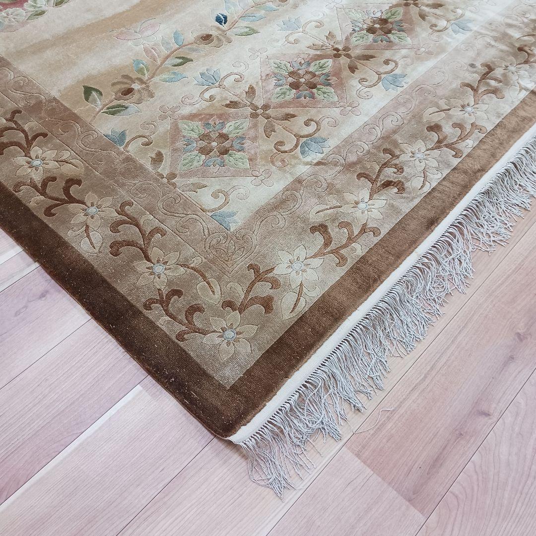 Y3281 中国段通 シルク100% 手織り スクエア 大判 262㎝