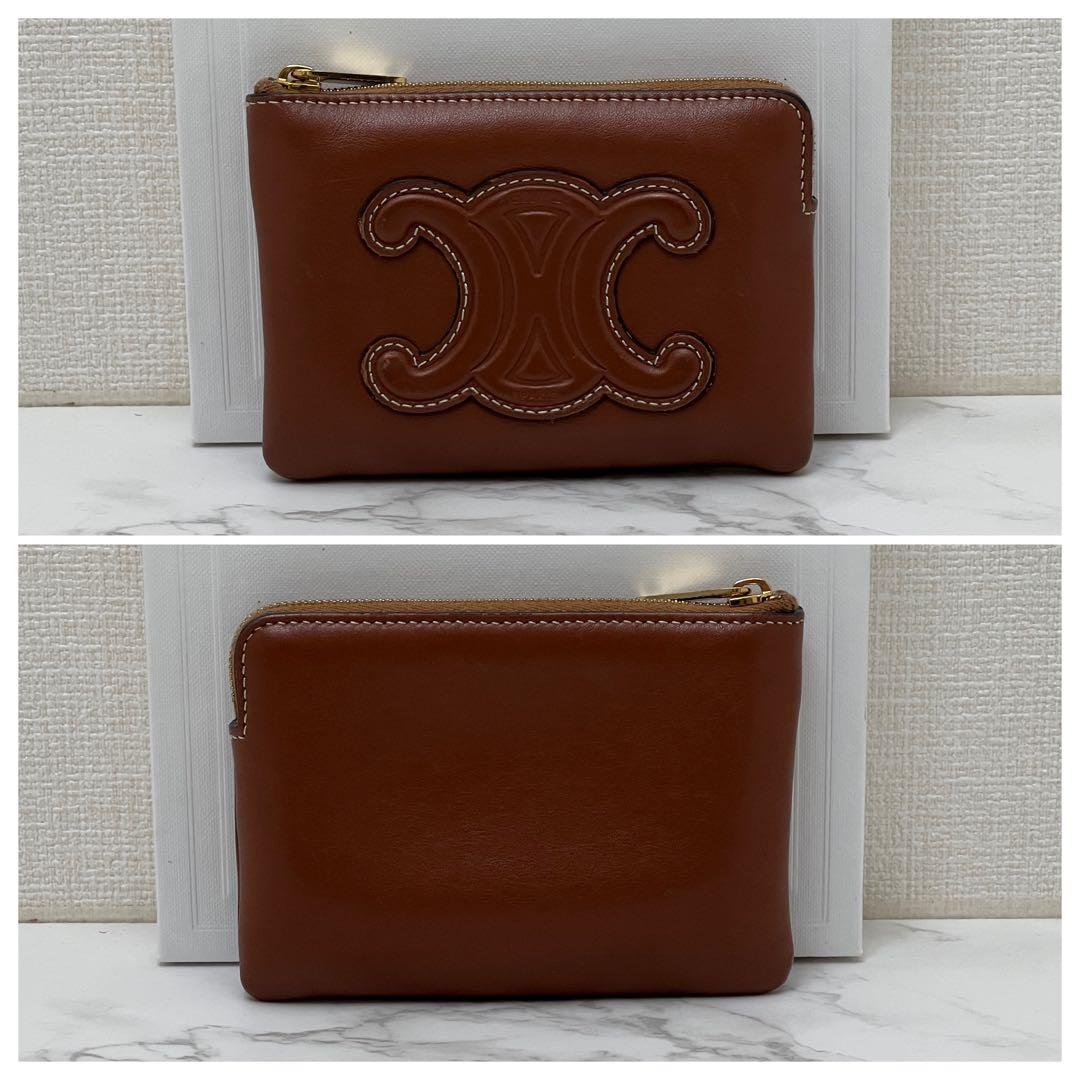 セリーヌ パース キュイル トリオンフ ケース 現行品 タン