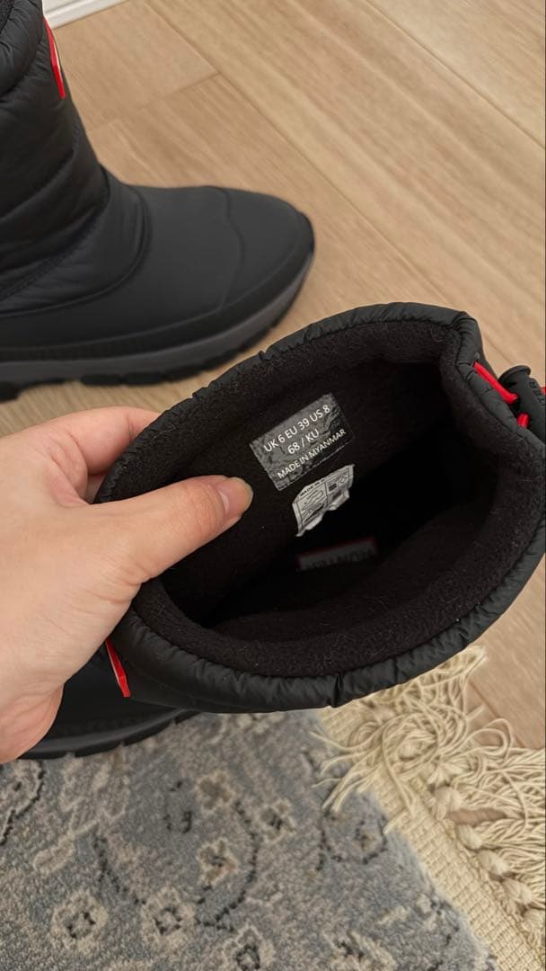 HUNTER ブラックブーツ　US8 24.5cm相当