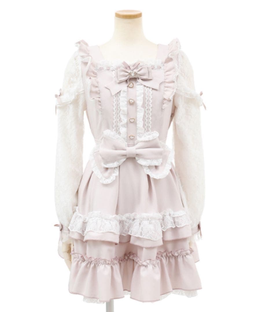 LIZLISA リズリサ ティアラリボンティアードワンピース ピンク