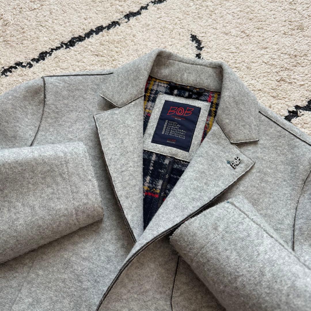 BOB テーラードジャケット　ボンディング　イタリア製　グレー　48サイズ