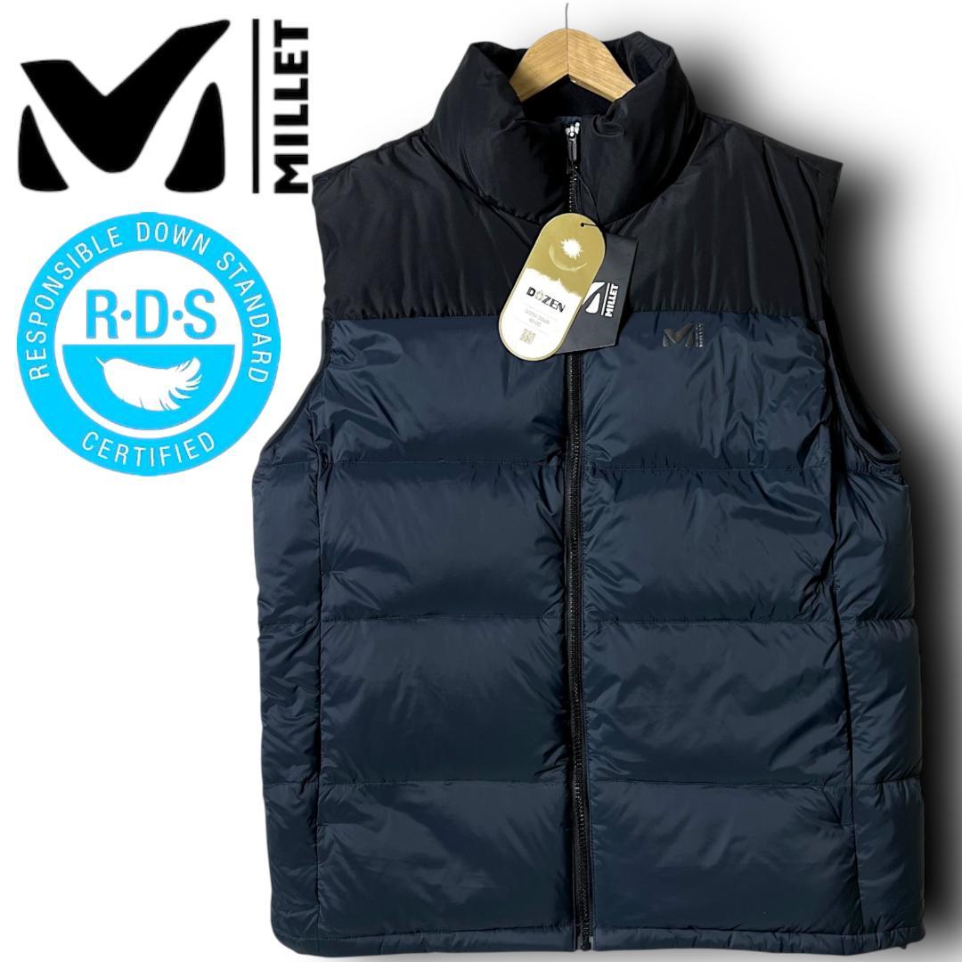 L ミレー RDSグースダウン ハイネック ダウンベスト ネイビー系