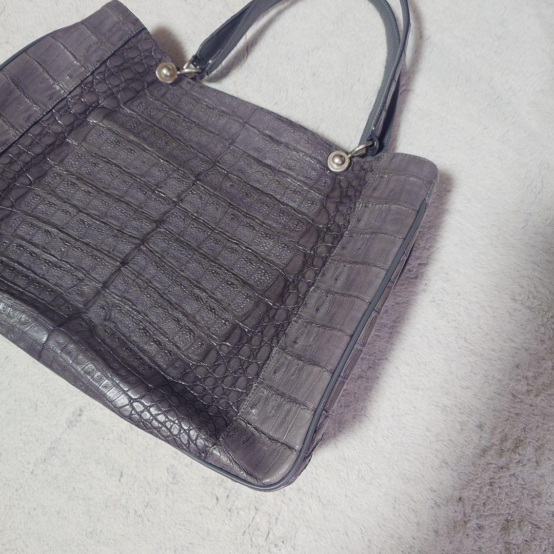 美品　JRA認定 FUSCUS グレー　クロコダイル 2way バッグ