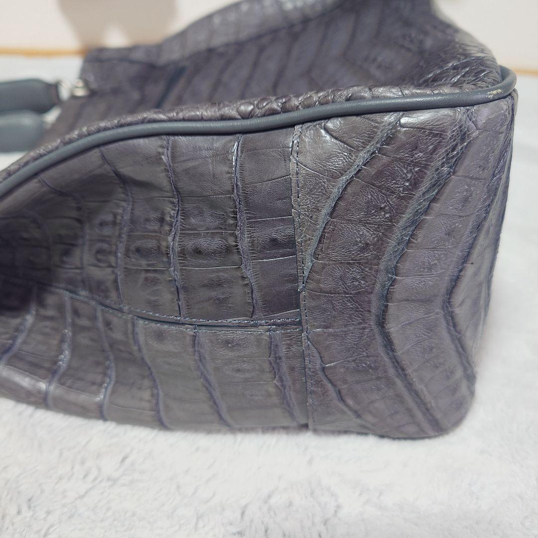 美品　JRA認定 FUSCUS グレー　クロコダイル 2way バッグ