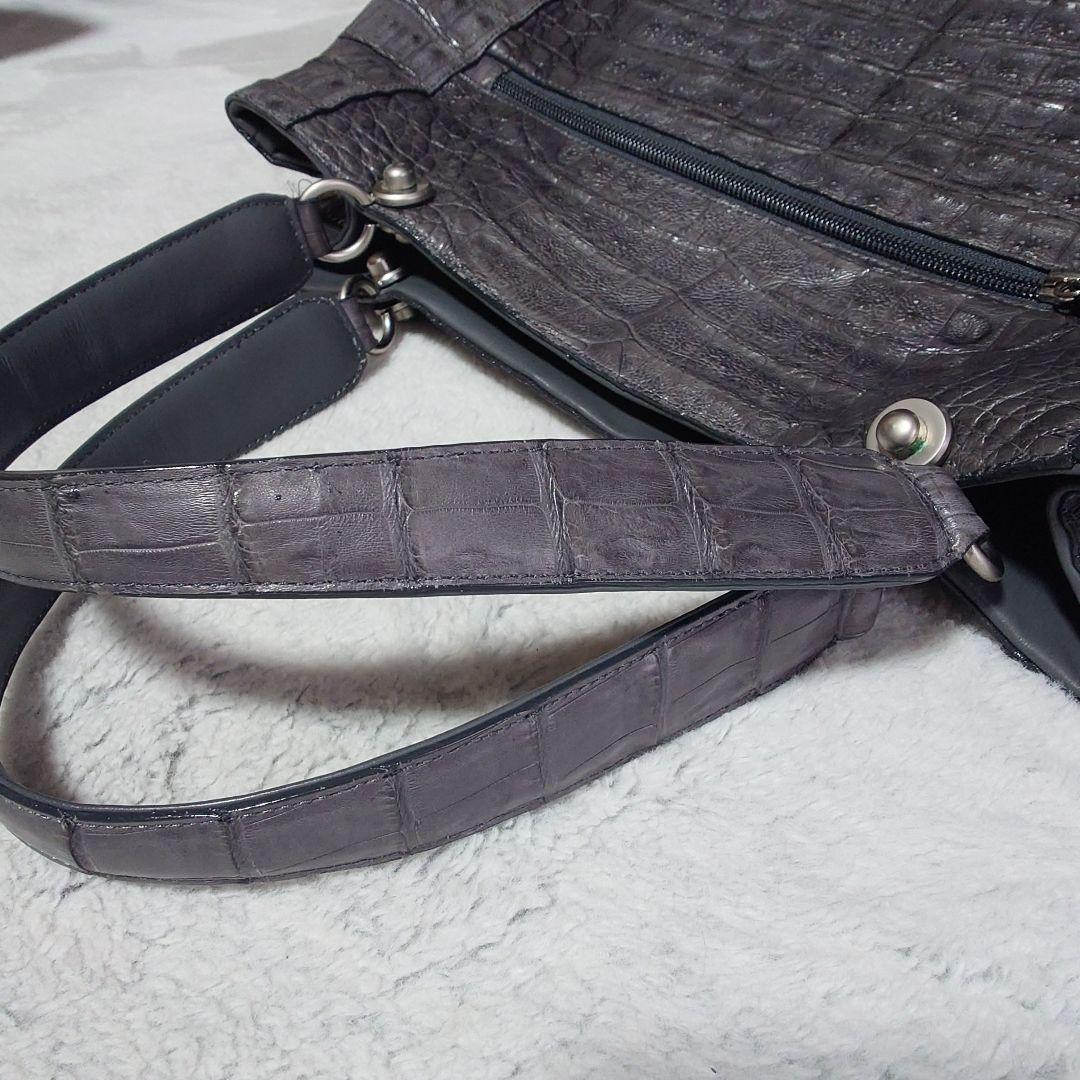 美品　JRA認定 FUSCUS グレー　クロコダイル 2way バッグ