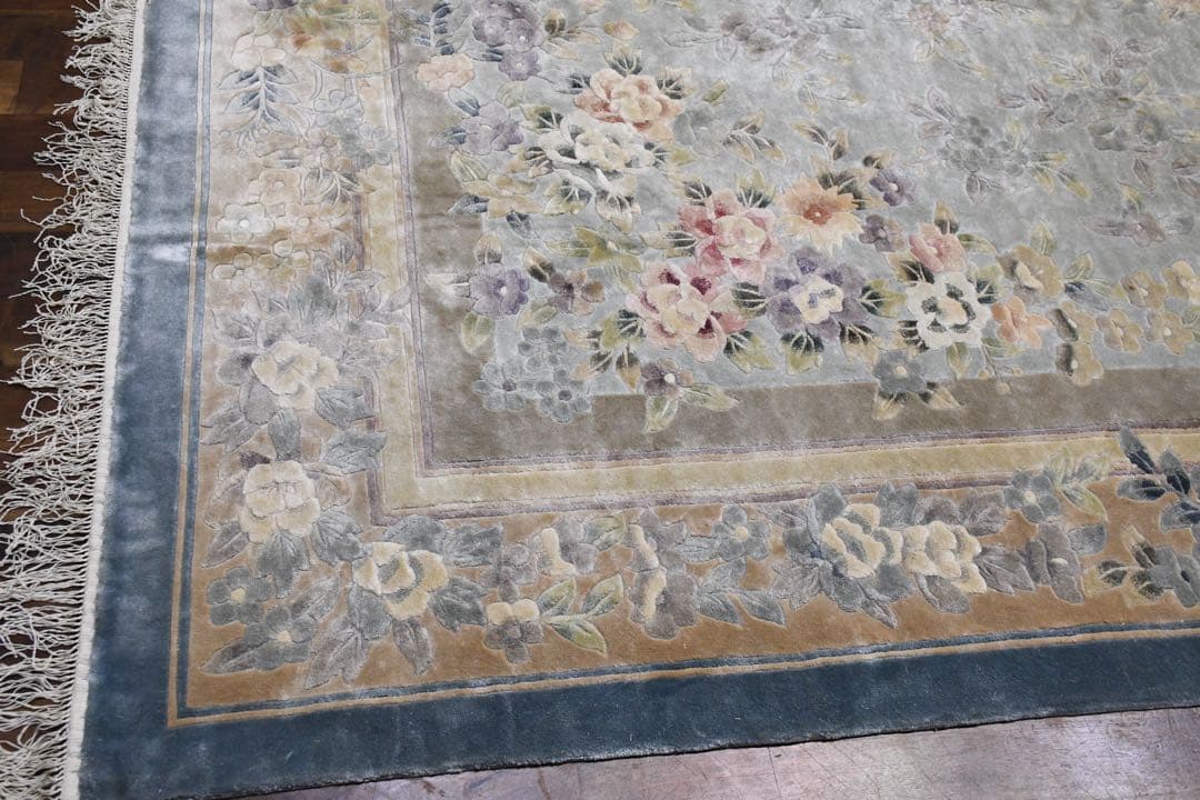 EEK91 大判 中国緞通 306×243cm 長方形 カーペット 手織絨毯